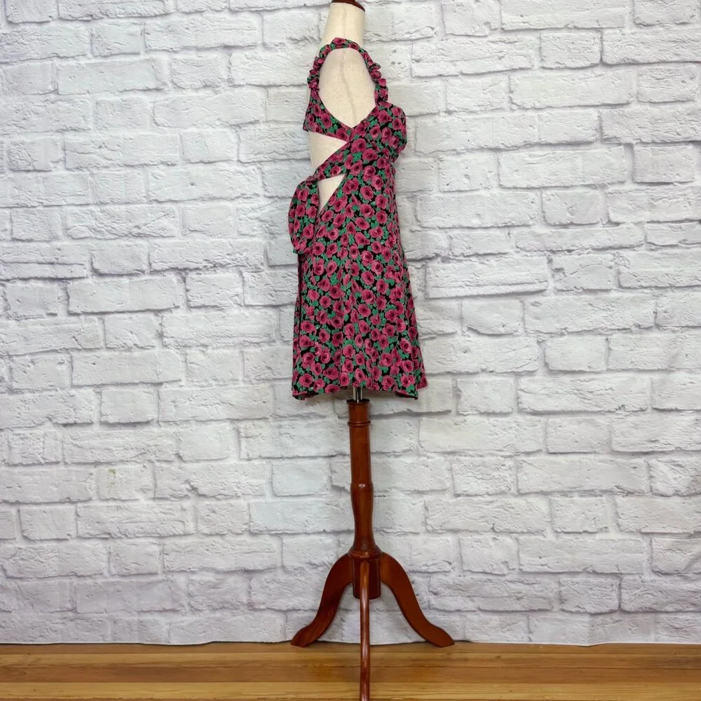 For Love & Lemons Giulia Black Rose Print Bralette Dress - Picture 3 of 6